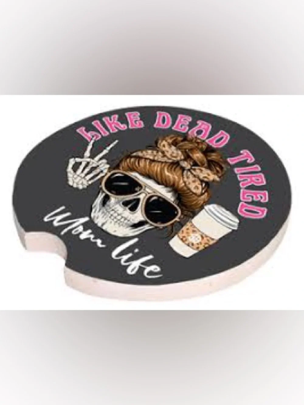 Simply Southern Skull with Sunglasses ‘Mom Life’ Car Coasters (2-pack)